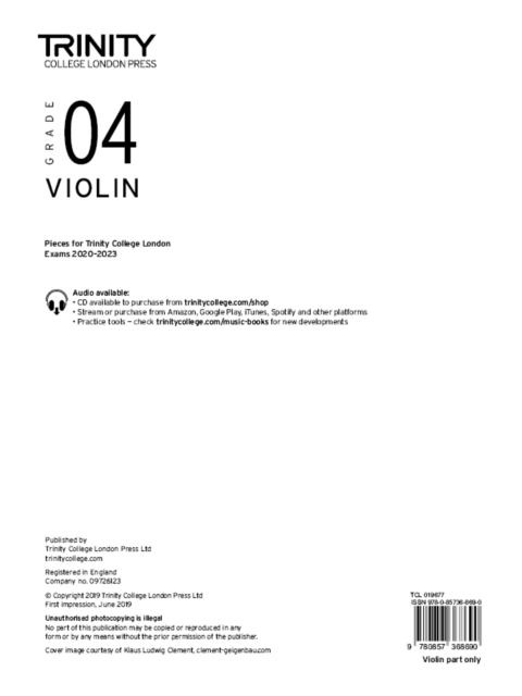 Trinity College London Violin Exam Pieces 2020-2023: Grade 4 (part only)