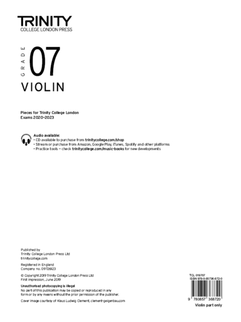 Trinity College London Violin Exam Pieces 2020-2023: Grade 7 (part only)