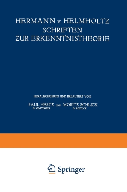 Hermann V. Helmholtz Schriften Zur Erkenntnistheorie