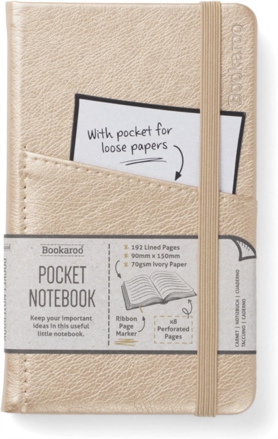 Bookaroo Pocket Notebook (A6) Journal - Gold