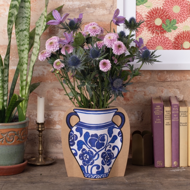 Cardboard Vase Sleeve - Blue & White Floral