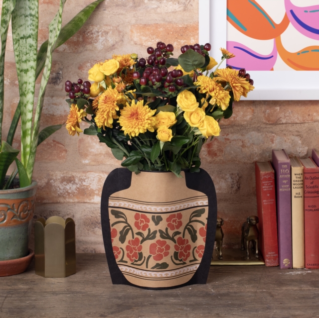 Cardboard Vase Sleeve - Red Floral