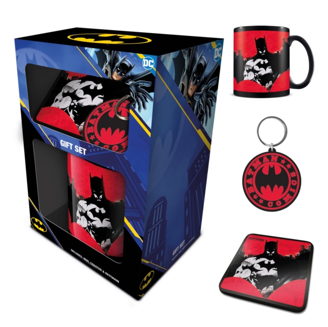 Batman (Red) Mug Coaster Keychain Gift Set