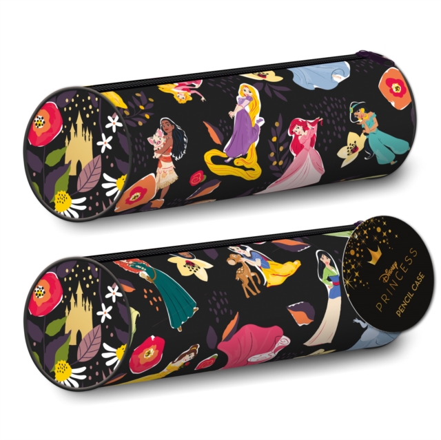 Disney Princess (Dark Floral) Slim Barrel Pencil Case