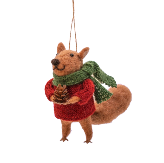 Squirrel in a Jumper Felt Decoration