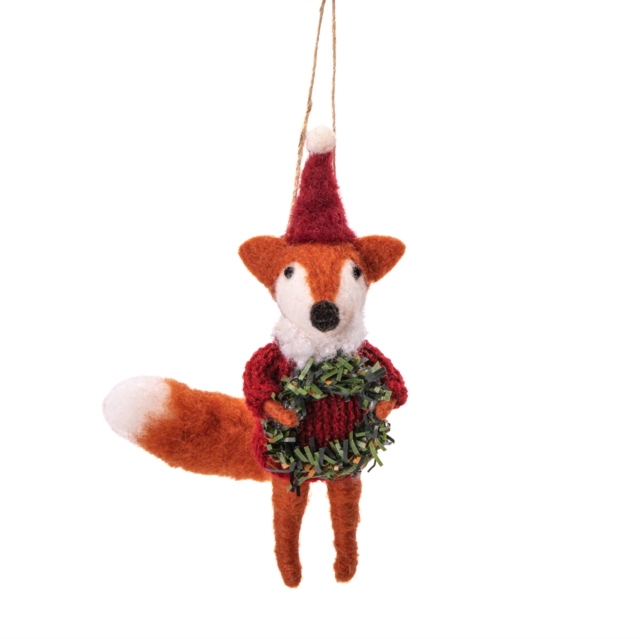 Fox with Wreath Felt Decoration