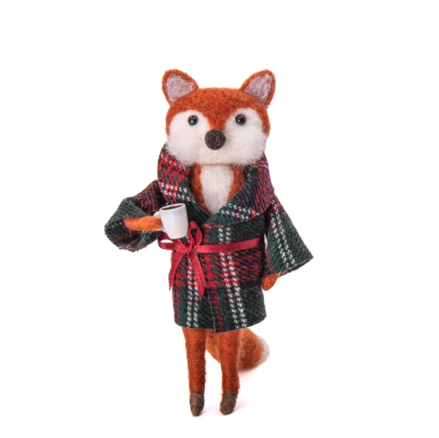 Fox in Tartan Dressing Gown Felt Decoration
