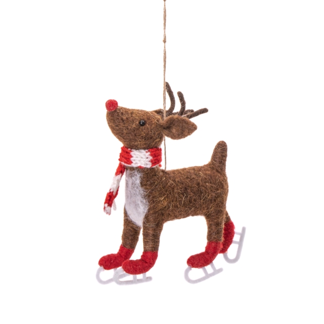 Skating Rudolph Felt Decoration