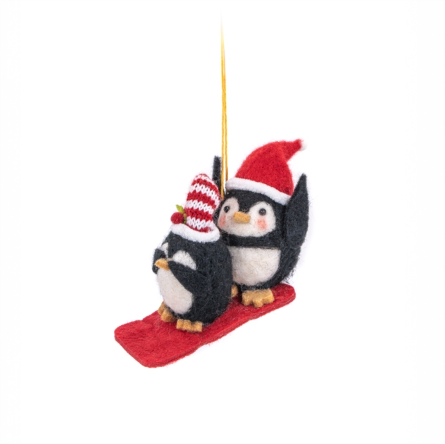 Sledging Penguins Felt Decoration