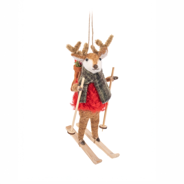 Skiing Reindeer Felt Decoration