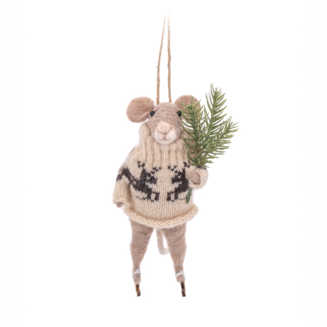 Ice-Skating Mouse Felt Decoration