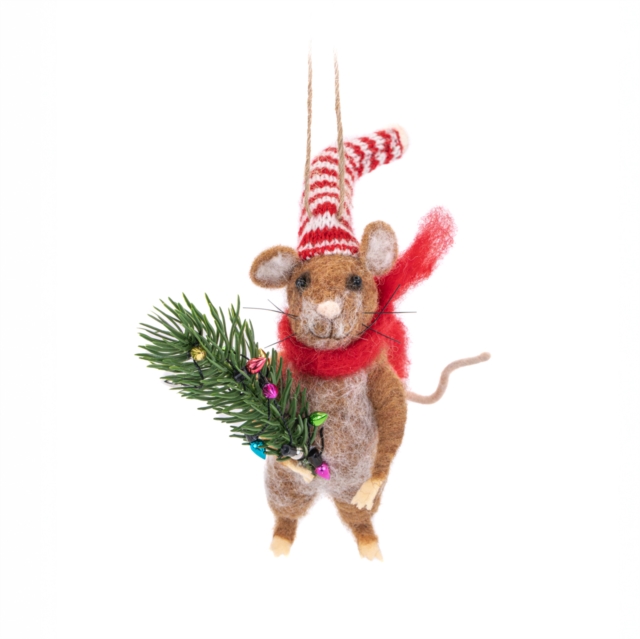 Christmas Tree Shopping Mouse Felt Decoration