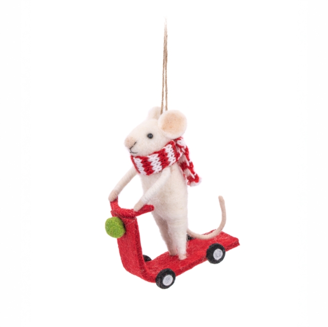 Fancy Mouse on a Scooter Felt Decoration