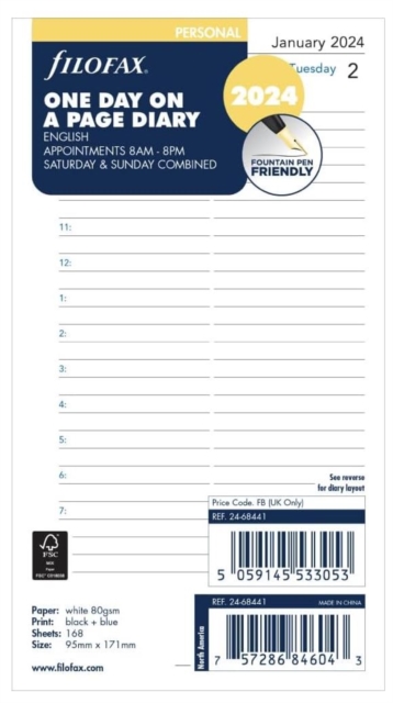 Filofax Personal day per page appointments Diary 2024