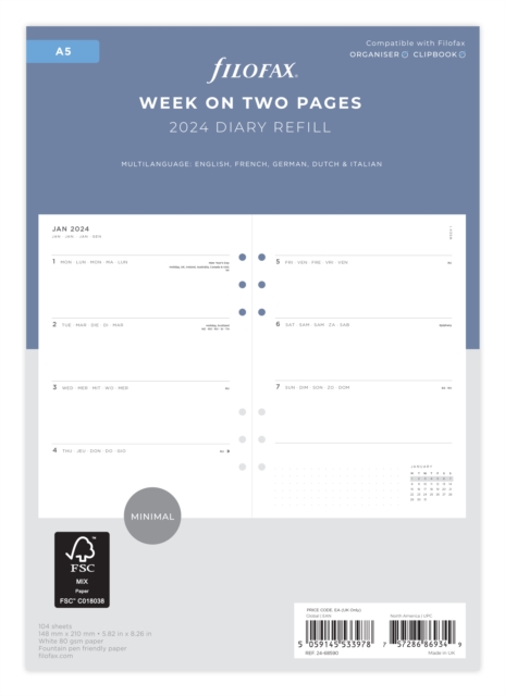 A5 Minimal Week On Two Pages 2024