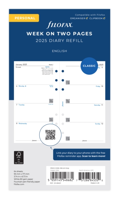 Filofax Personal Week On Two Pages English Monday Start 2025 Diary