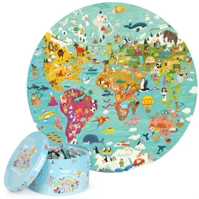 Boppi 150 Piece Round Jigsaw Puzzle - World Map