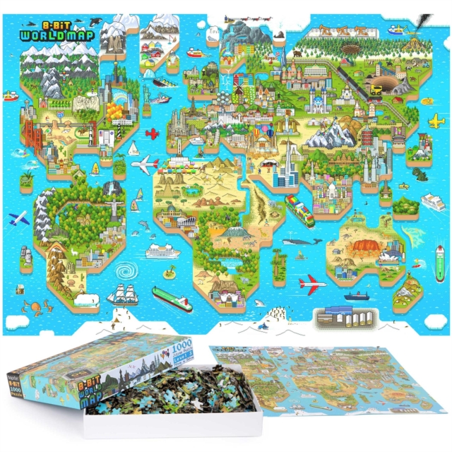 Bopster 8-Bit World Map Pixel Jigsaw Puzzle