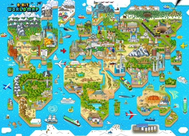 Bopster 8-Bit World Map Pixel Jigsaw Puzzle