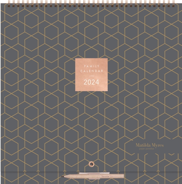 Matilda Myres Grey Planner Wall Calendar 2024