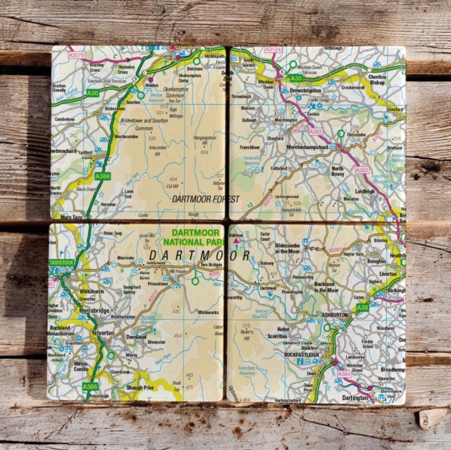 OS Map Ceramic Four Coaster Set - Dartmoor National Park