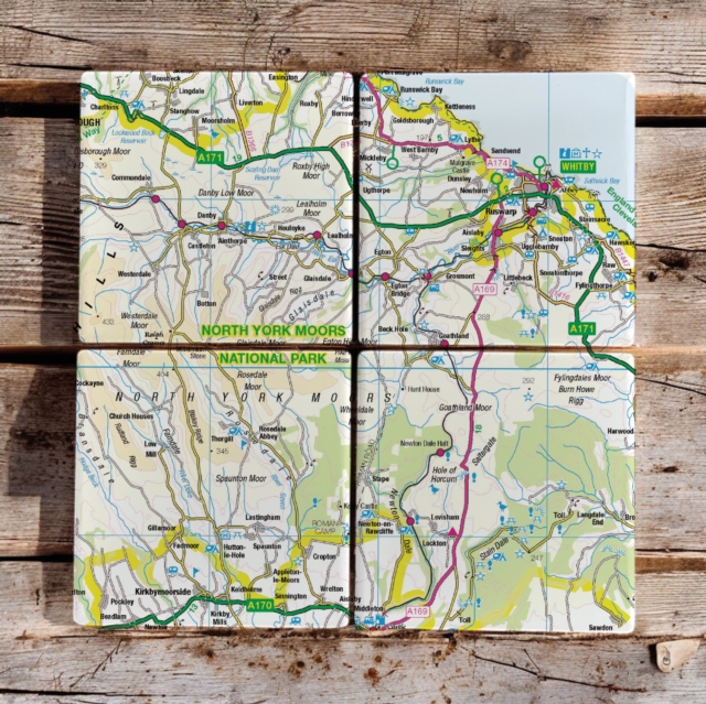OS Map Ceramic Four Coaster Set - North York Moors National Park