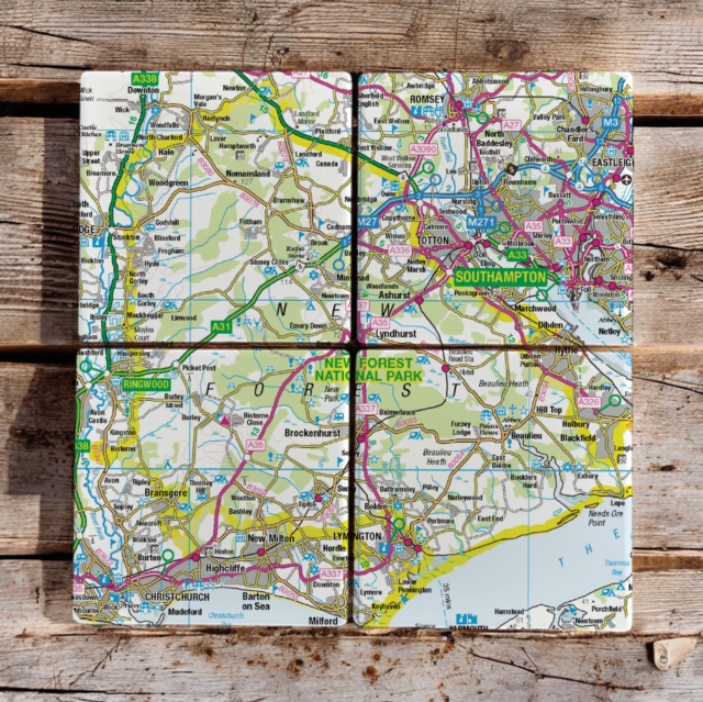 OS Map Ceramic Four Coaster Set - New Forest National Park