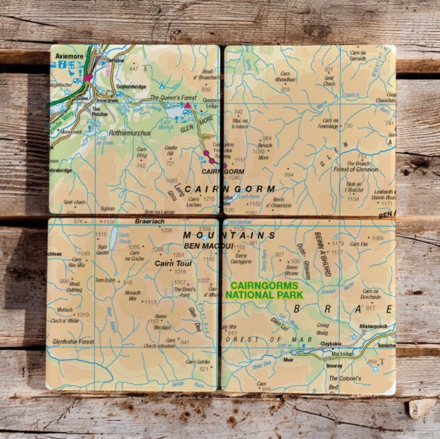 OS Map Ceramic Four Coaster Set - Cairngorms National Park