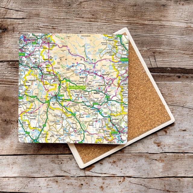 OS Map Ceramic Single Coaster - Peak District National Park