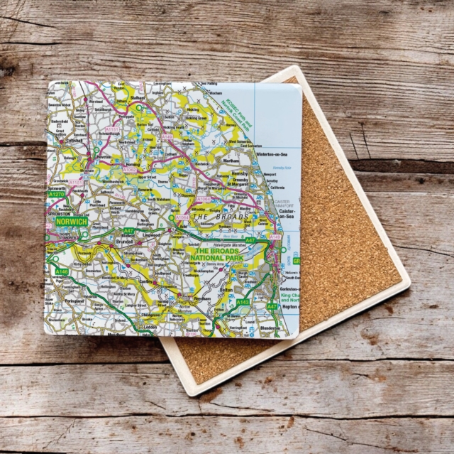 OS Map Ceramic Single Coaster - The Broads