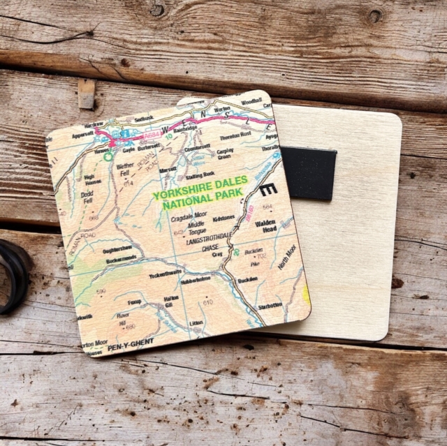 OS Map Wooden Square Magnet - Yorkshire Dales National Park