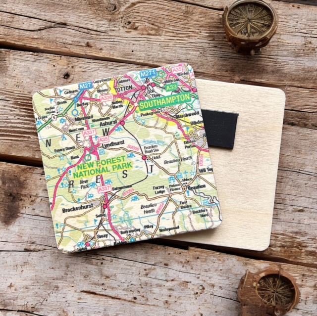 OS Map Wooden Square Magnet - New Forest National Park