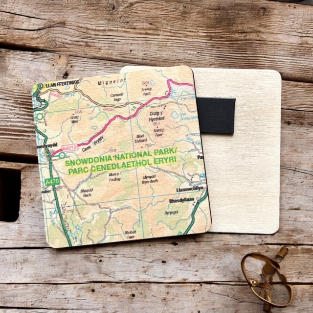 OS Map Wooden Square Magnet - Snowdonia National Park