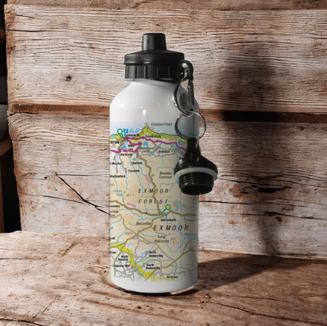 OS Map 600ml Metal Water Bottle - Exmoor National Park