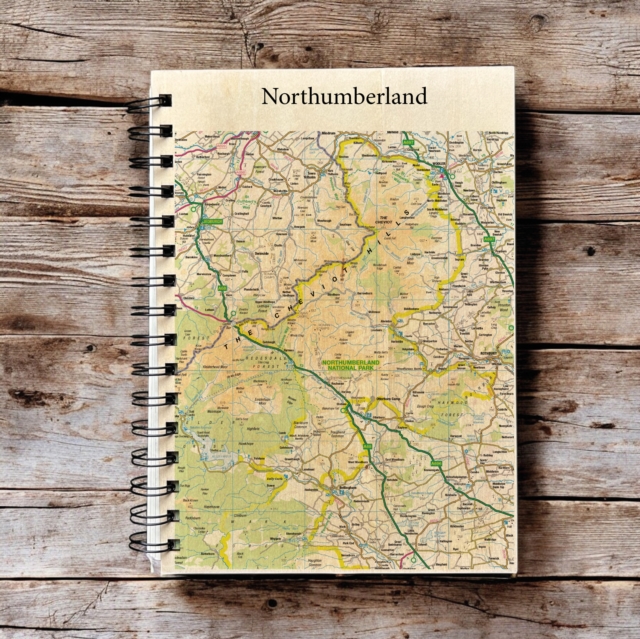 OS Map Wooden Lined Notebook - Northumberland National Park