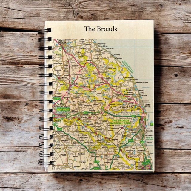 OS Map Wooden Lined Notebook - The Broads