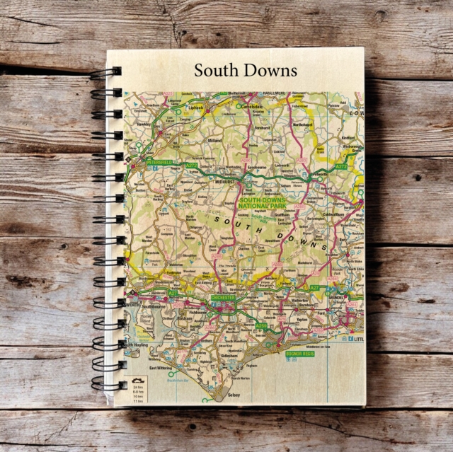 OS Map Wooden Lined Notebook - South Downs National Park