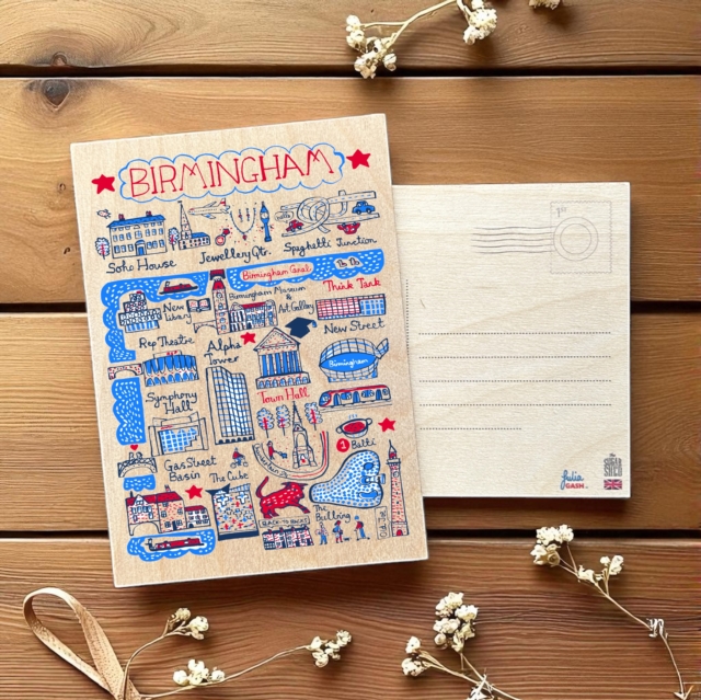 Julia Gash Wooden Postcard - Birmingham