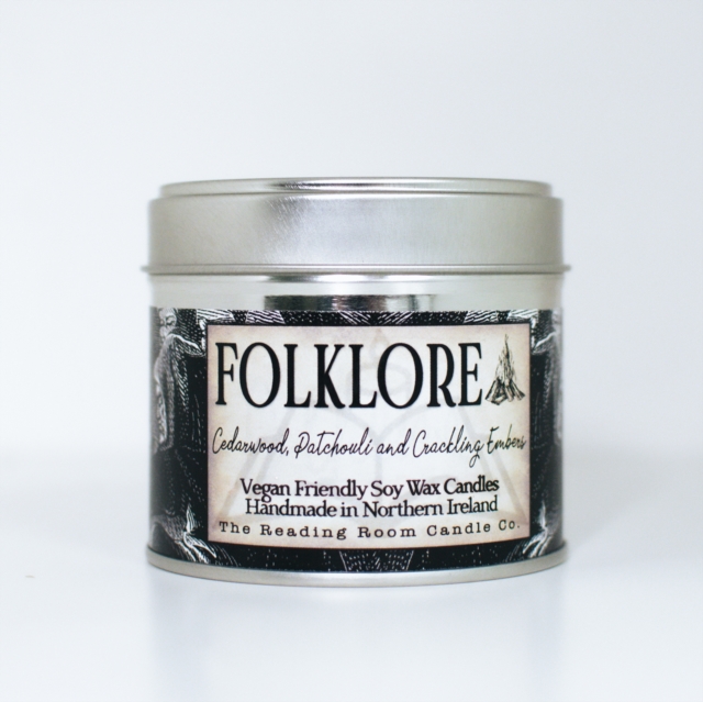 Folklore- Scented Soy Candle- Cedarwood, Patchouli and Crackling Embers