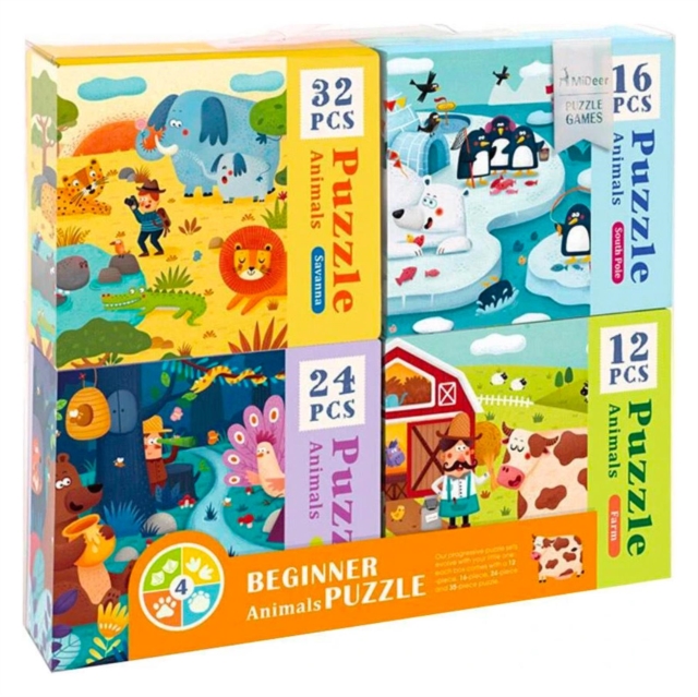 Mideer Puzzles & Games 4 In 1 Puzzle Pack Animals