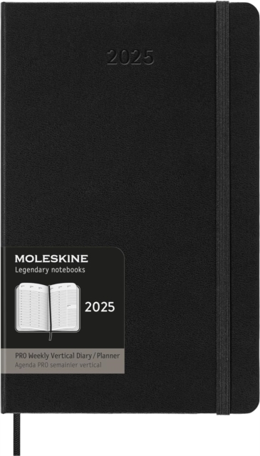 Moleskine 2025 PRO 12-Month Weekly Vertical Large Hardcover Notebook: Black