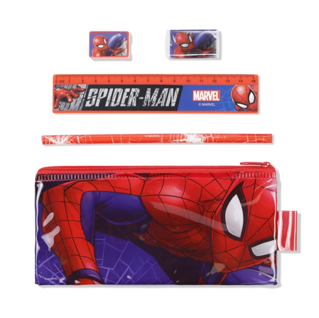 5 PC STATIONERY SET IN PENCIL CASE  SPIDERMAN