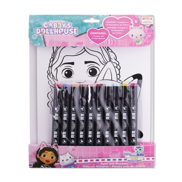 GABBY'S DOLLHOUSE COLOUR BY NUMBERS ACTIVITY SET