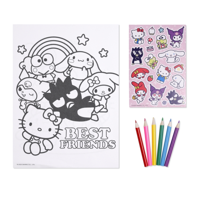 COLOURING SET WITH STICKERS HELLO KITTY AND FRIENDS