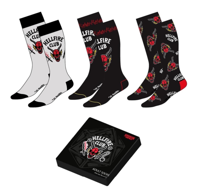STRANGER THINGS HELLFIRE 3 SOCK PACK IN BOX UK 5-10.5