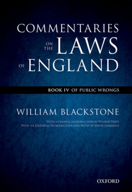 Oxford Edition of Blackstone's: Commentaries on the Laws of England