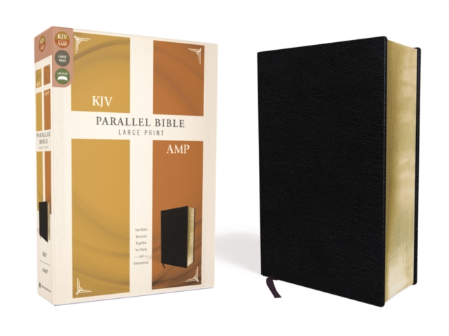 KJV, Amplified, Parallel Bible, Large Print, Bonded Leather, Black, Red Letter