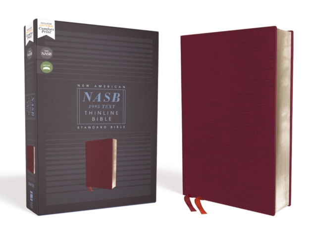 NASB, Thinline Bible, Bonded Leather, Burgundy, Red Letter, 1995 Text, Comfort Print