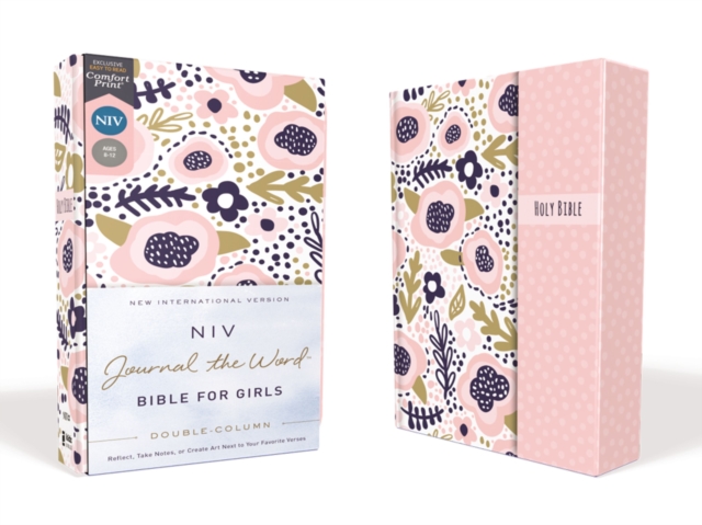 NIV, Journal the Word Bible for Girls, Double-Column, Hardcover, Pink, Magnetic Closure, Red Letter, Comfort Print