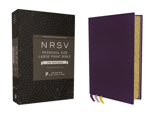 NRSV, Personal Size Large Print Bible with Apocrypha, Premium Goatskin Leather, Purple, Premier Collection, Printed Page Edges, Comfort Print